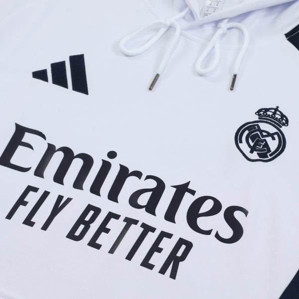 Ensemble Sweat capuche Real Madrid 2024 2025 Blanc Orange