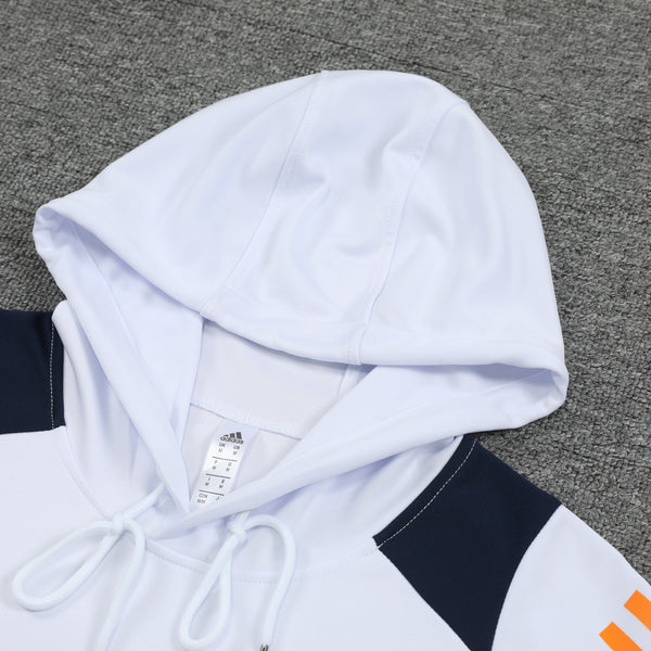 Ensemble Sweat capuche Real Madrid 2024 2025 Blanc Orange