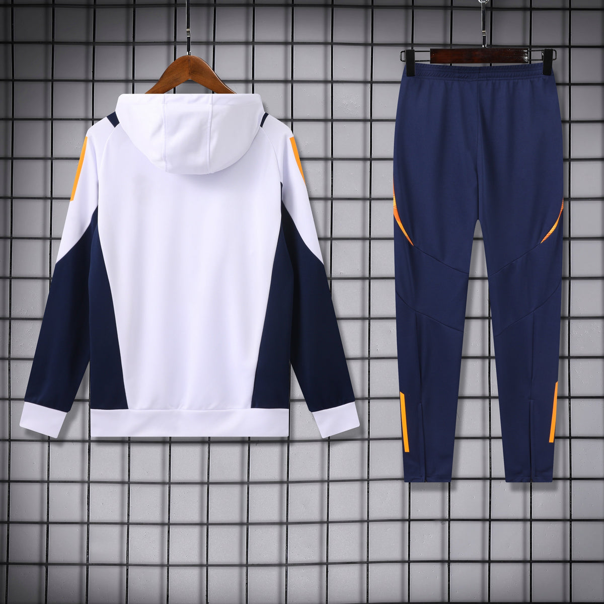 Ensemble Sweat capuche Real Madrid 2024 2025 Blanc Orange
