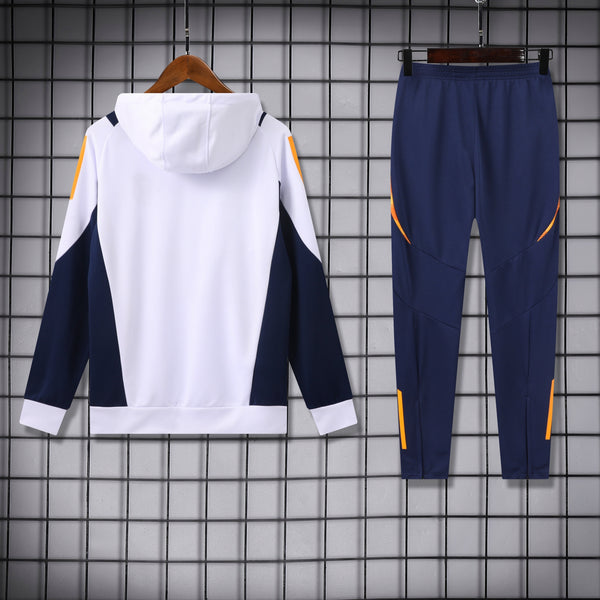 Ensemble Sweat capuche Real Madrid 2024 2025 Blanc Orange