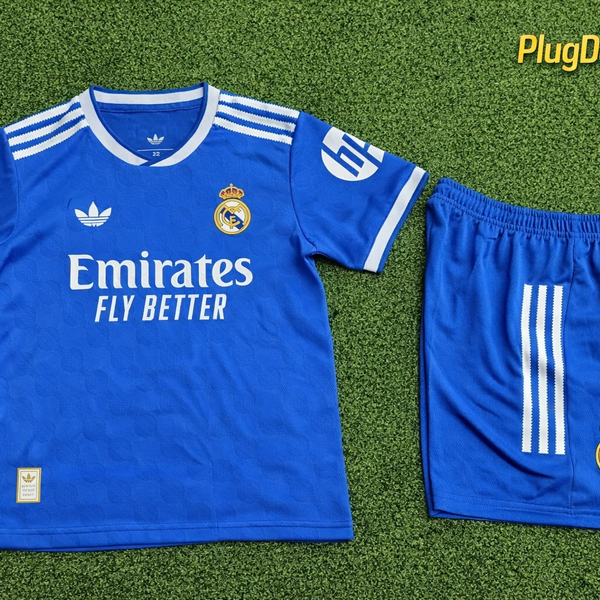 KIT ENFANT REAL MADRID 3ÈME MAILLOT BLEU 2025/26