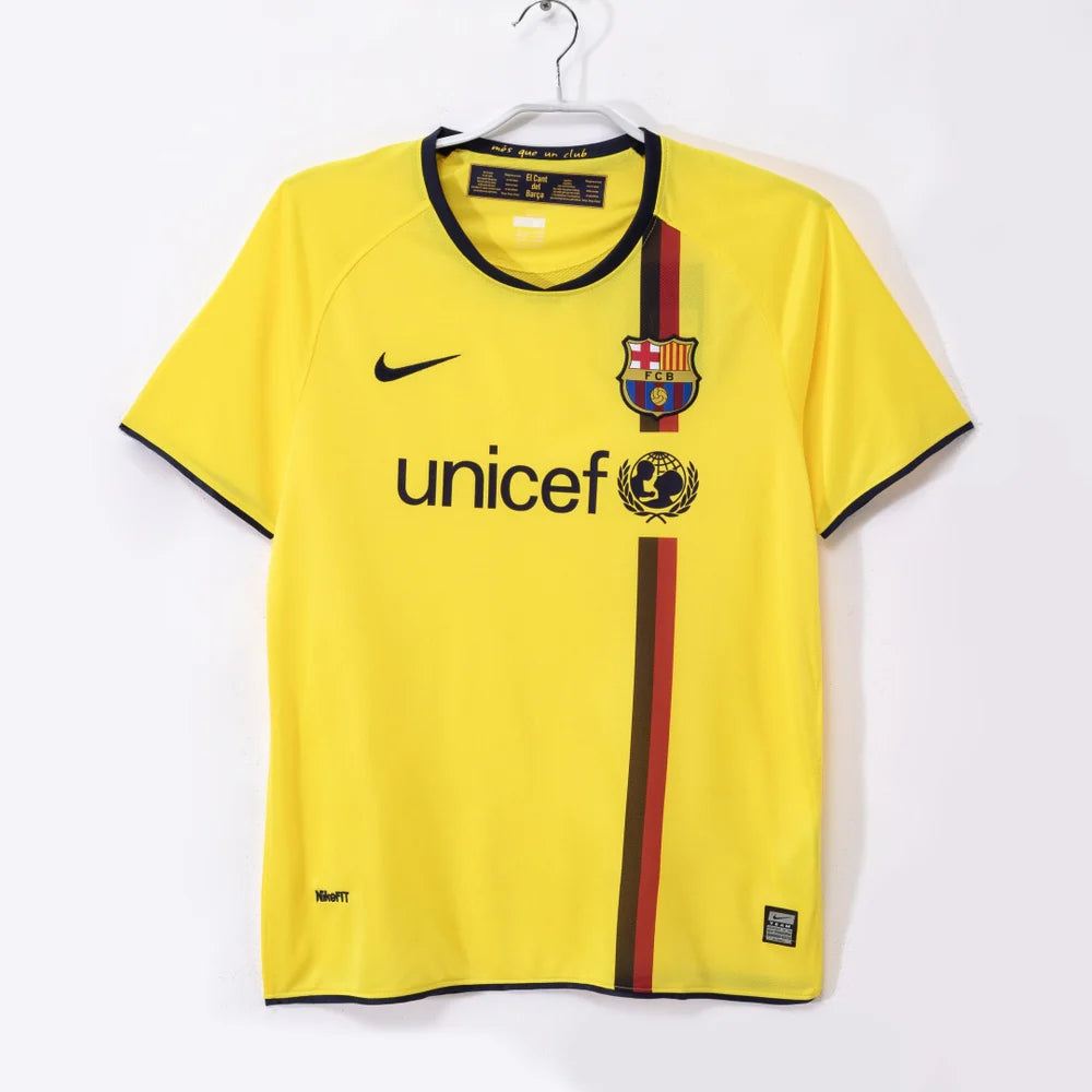 2008-2009 MAILLOT BARCELONE EXTÉRIEUR RÉTRO JAUNE