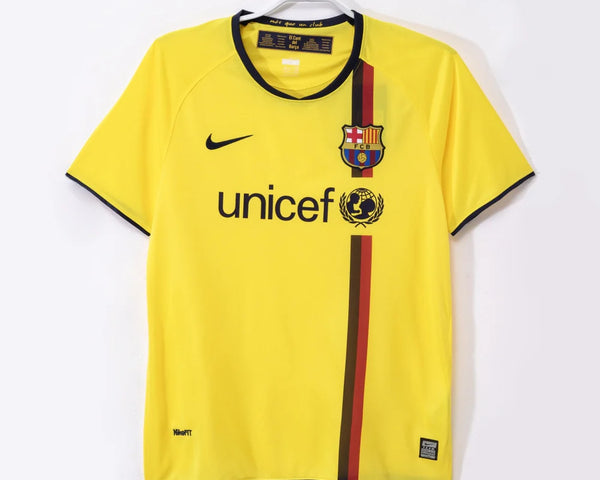 2008-2009 MAILLOT BARCELONE EXTÉRIEUR RÉTRO JAUNE